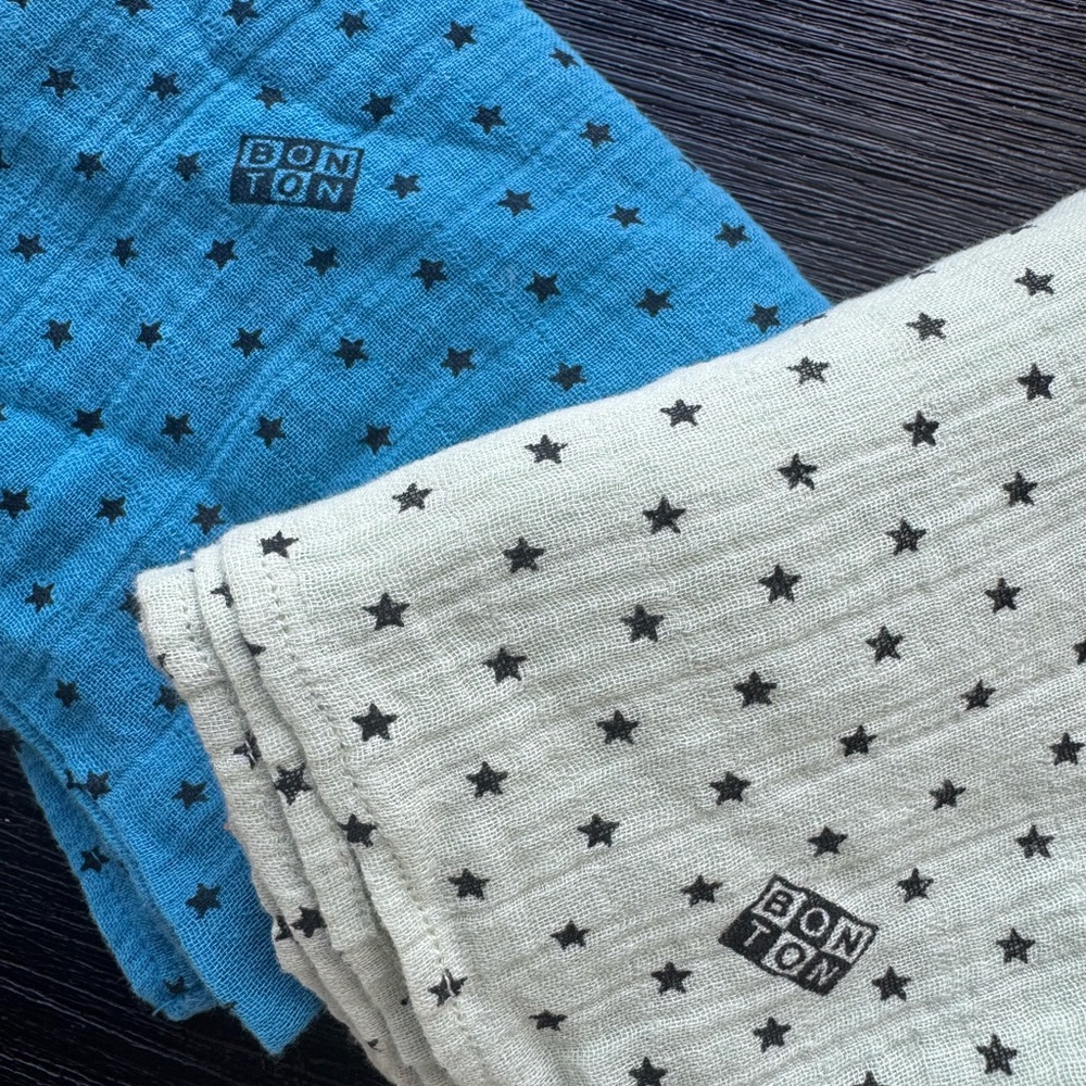 Bonton Blue and Cream Starry Throws